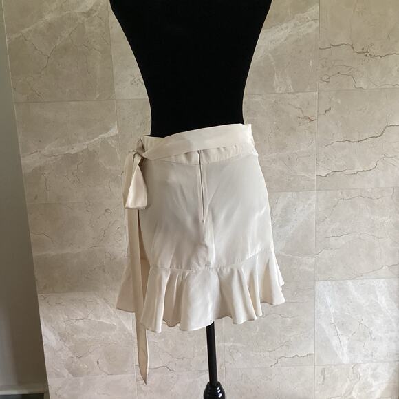 Michelle Mason Silk Wrap Skirt 6 Neutral Ruffle, Soft girl Quiet Luxury Coquette - Picture 5 of 12